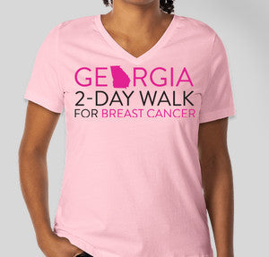 Shirt V-Neck Light Pink Short Sleeve Georgia 2-Day Walk Logo