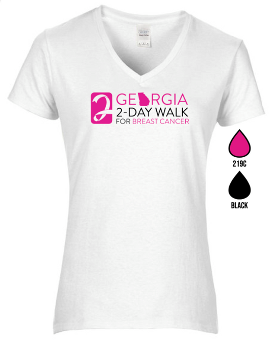 Shirt V-Neck White Georgia 2-Day Walk Logo